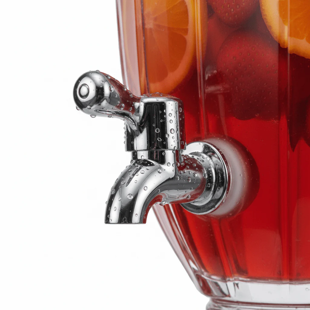 Glass Beverage Dispenser 3L – Crystal Cut Design with Lid & Tap - Image 3