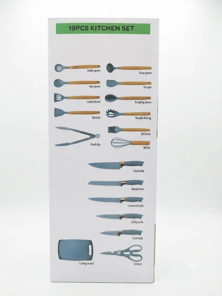 19-Piece Silicone Kitchen Utensil Set with Knife Block & Cutting Board — Assorted Colors - Image 2