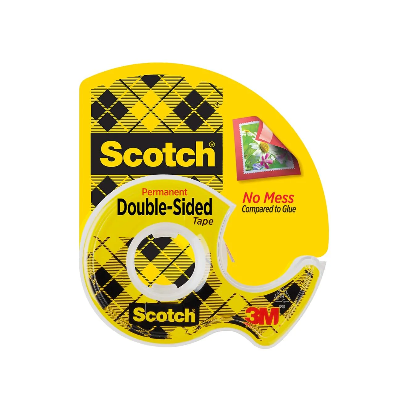 Scotch Double Sided Tape on a dispenser 1/2 x 250 in (2.7mm x 6.3m), 1 roll/dispenser | Clear Tape | Strong adhesive | Permanent | Scrapbooking | Double Sided Tape | Scotch Tape | Tape Dispenser