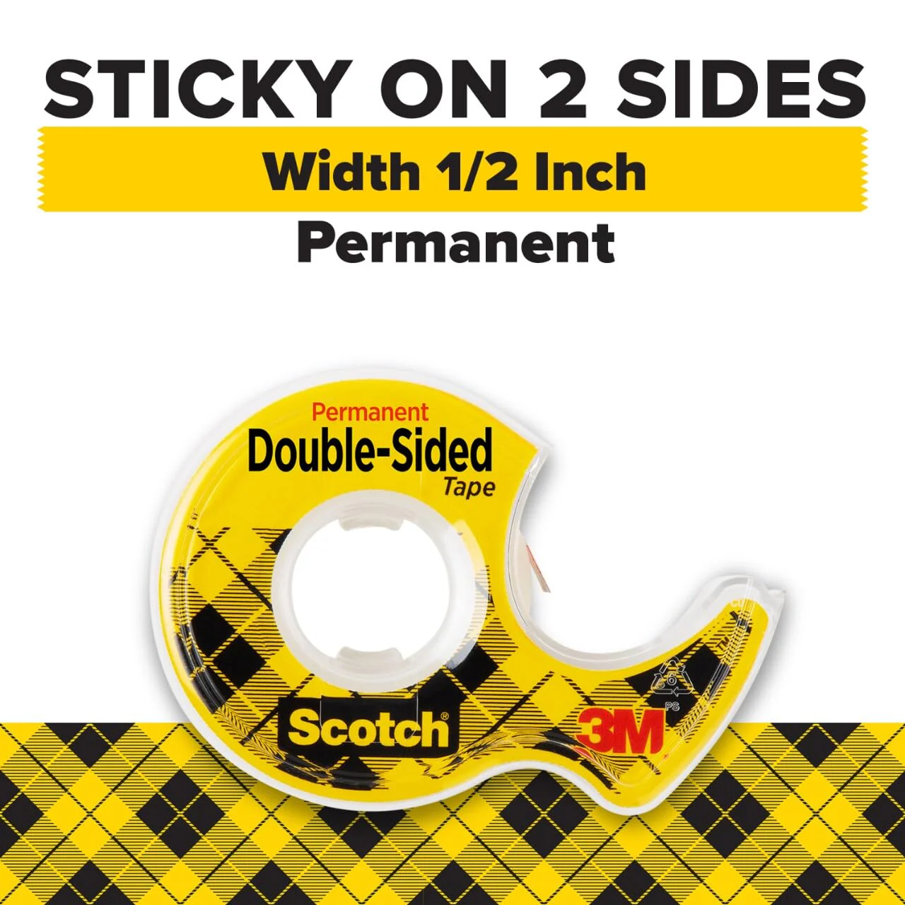 Scotch Double Sided Tape on a dispenser 1/2 x 250 in (2.7mm x 6.3m), 1 roll/dispenser | Clear Tape | Strong adhesive | Permanent | Scrapbooking | Double Sided Tape | Scotch Tape | Tape Dispenser - Image 2