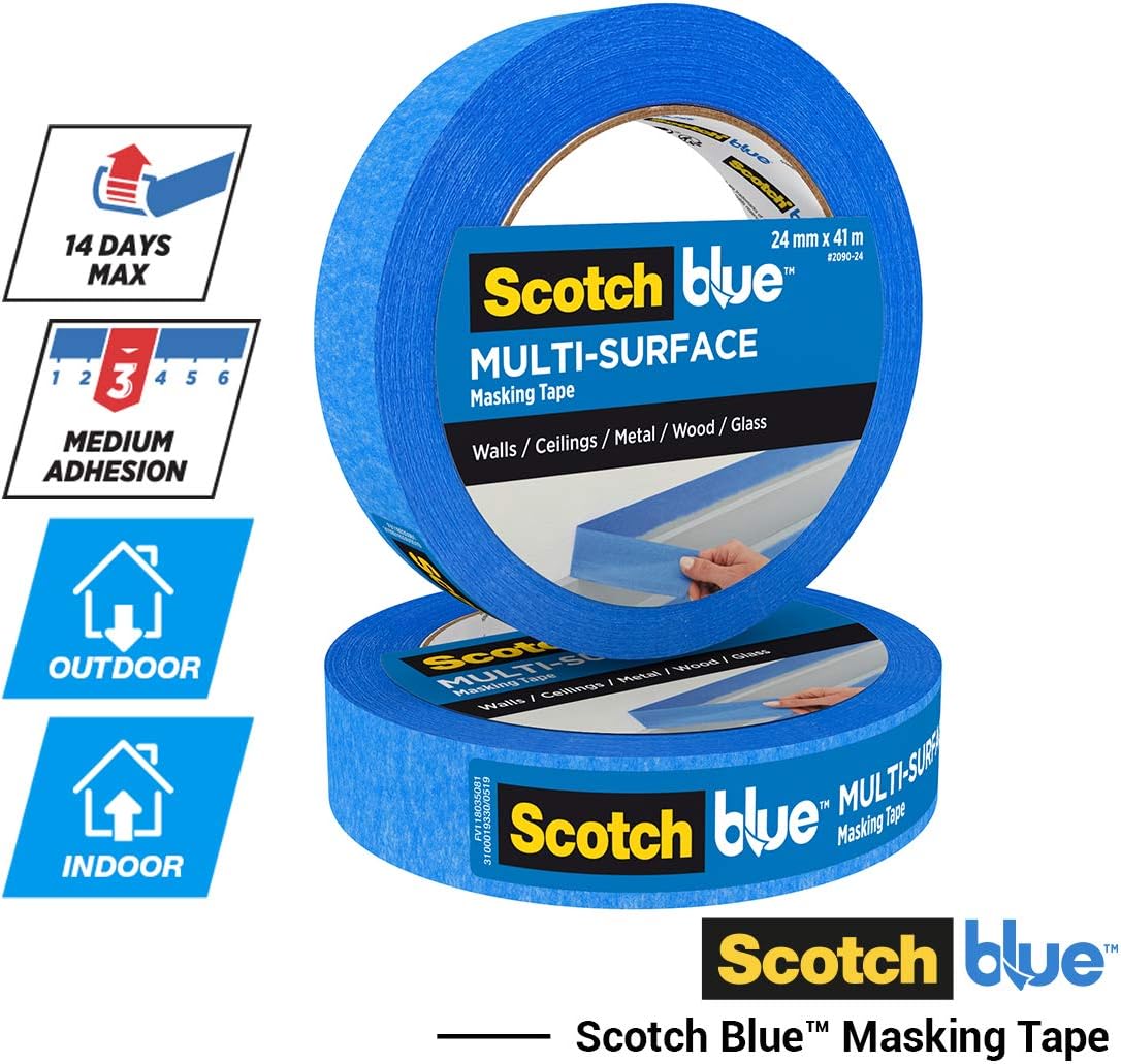 Scotch Blue Premium Masking Tape 24mm x 41m, 3 rolls/pack | Blue color | Masking and Protection | High adhesion | Multi-Surface | For walls, ceiling, metal, wood | Easy to Remove with no residue - Image 3