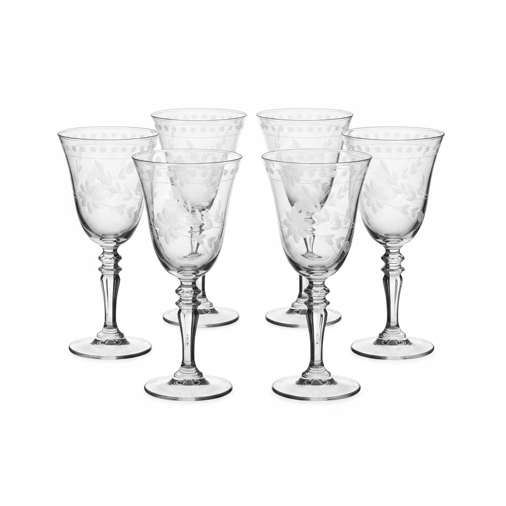 6 Pcs Etched Crystal Goblet Set – 20×9 cm - Image 2