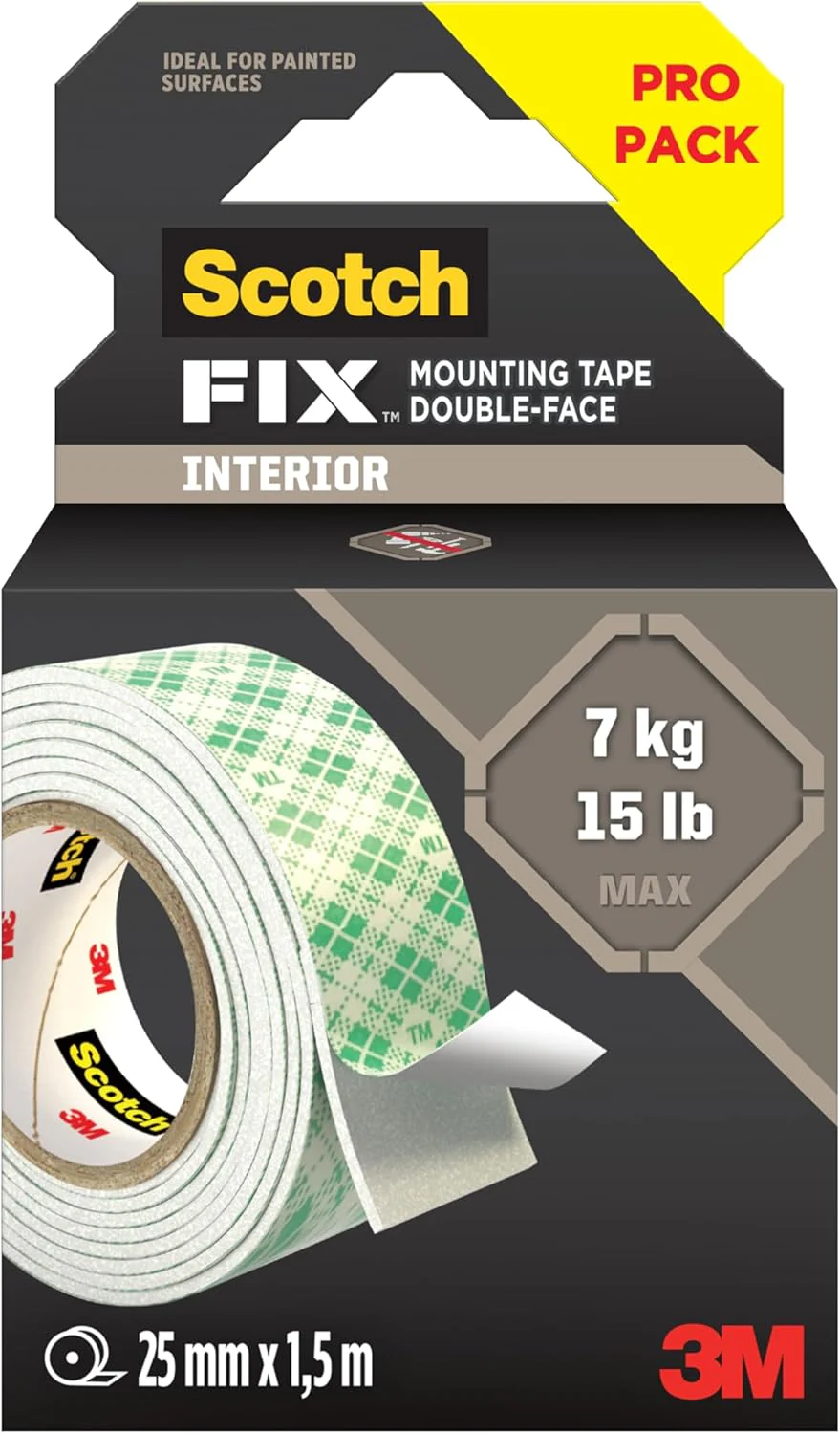 Scotch-Fix™ Indoor Double-Sided Mounting Tape 114S-INT-EU, 25mmx1.5m, 24 RL/CV