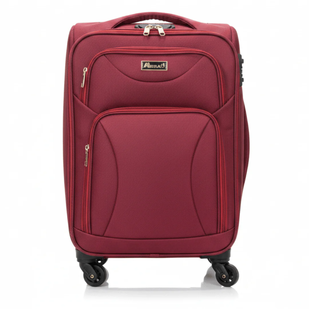 Abraj Soft-Shell Polyester Trolley Bag – Cabin Size | 4-Wheel Spinner | 20 Inch |