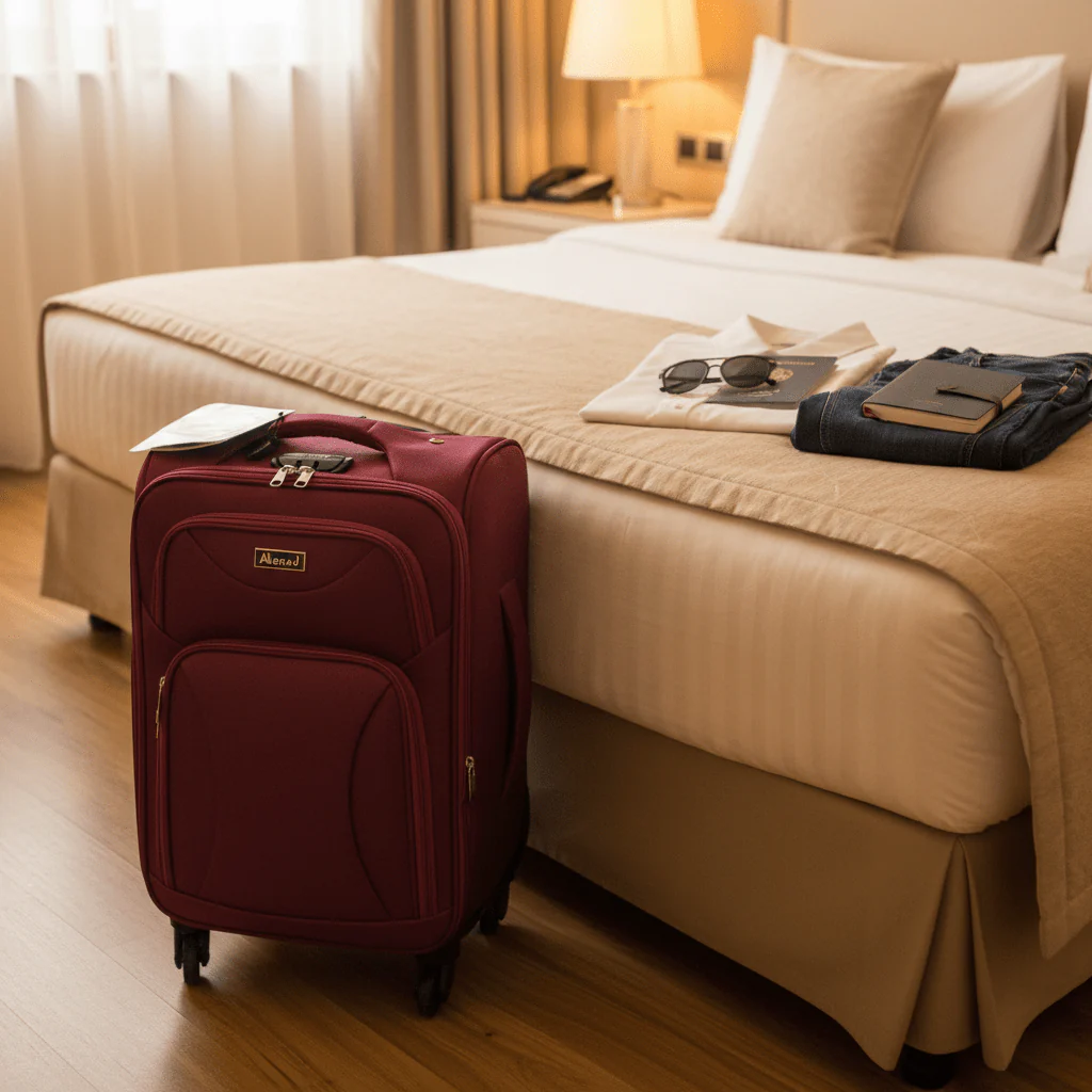 Abraj Soft-Shell Polyester Trolley Bag – Cabin Size | 4-Wheel Spinner | 20 Inch | - Image 3