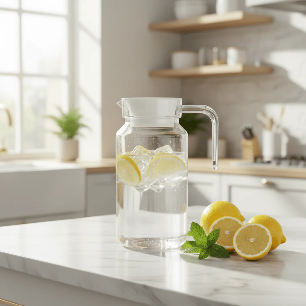 Premium Clear Acrylic Water Jug with White Lid | 20cm | - Image 4