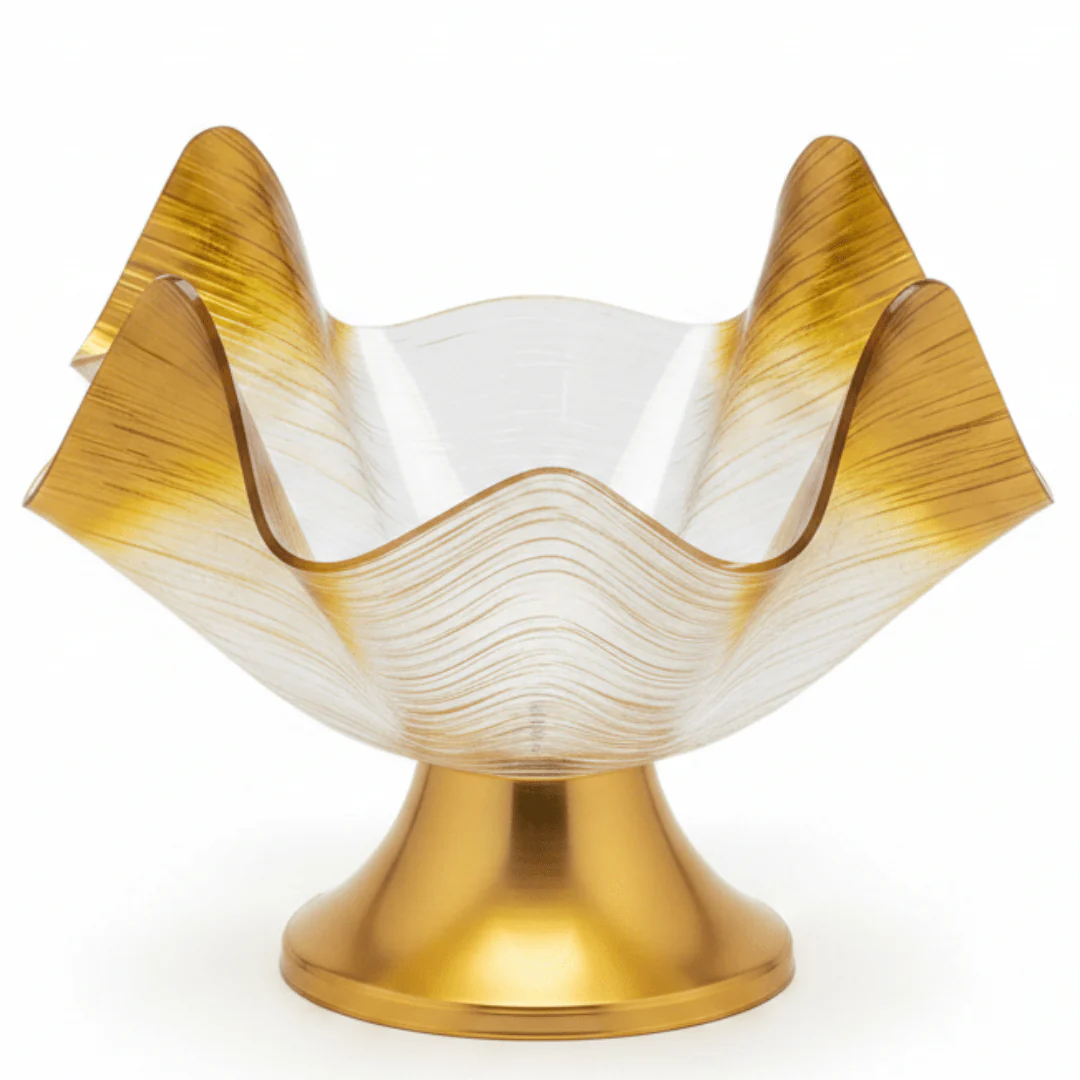 Gold-Tipped Acrylic Footed Fruit Server| 30×23 cm
