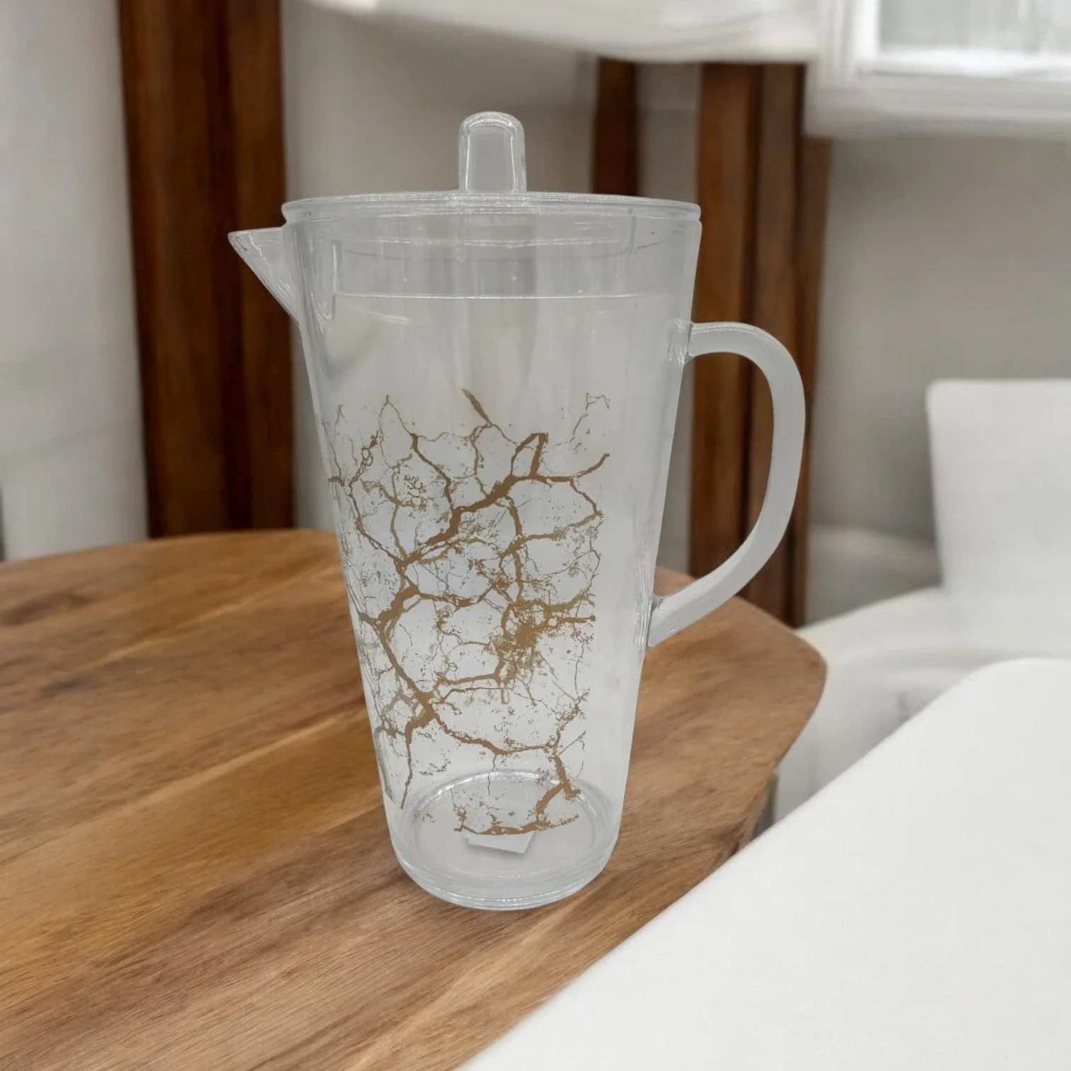 AKDC Acrylic Jug 2.2Liter Clear Plastic Water Jug with Lid, Fridge Jug, Shatter Proof Color Transparent & White