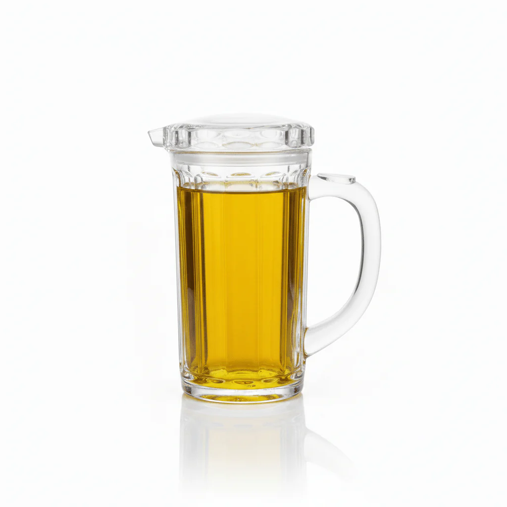 Acrylic Crystal-Clear Ribbed Oil Bottle with Lid | 17cm | - Image 3