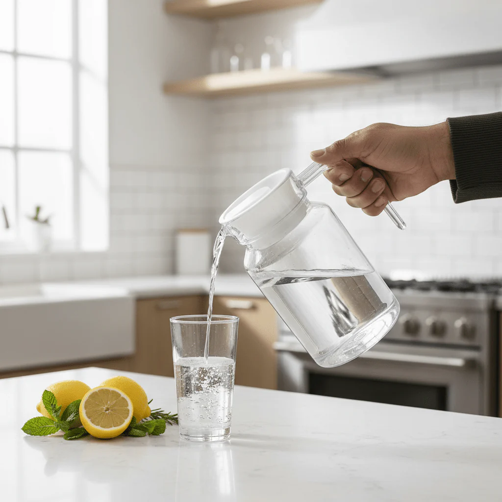 Acrylic Water Jug with White Lid – 16cm | Crystal Clear | BPA-Free - Image 2