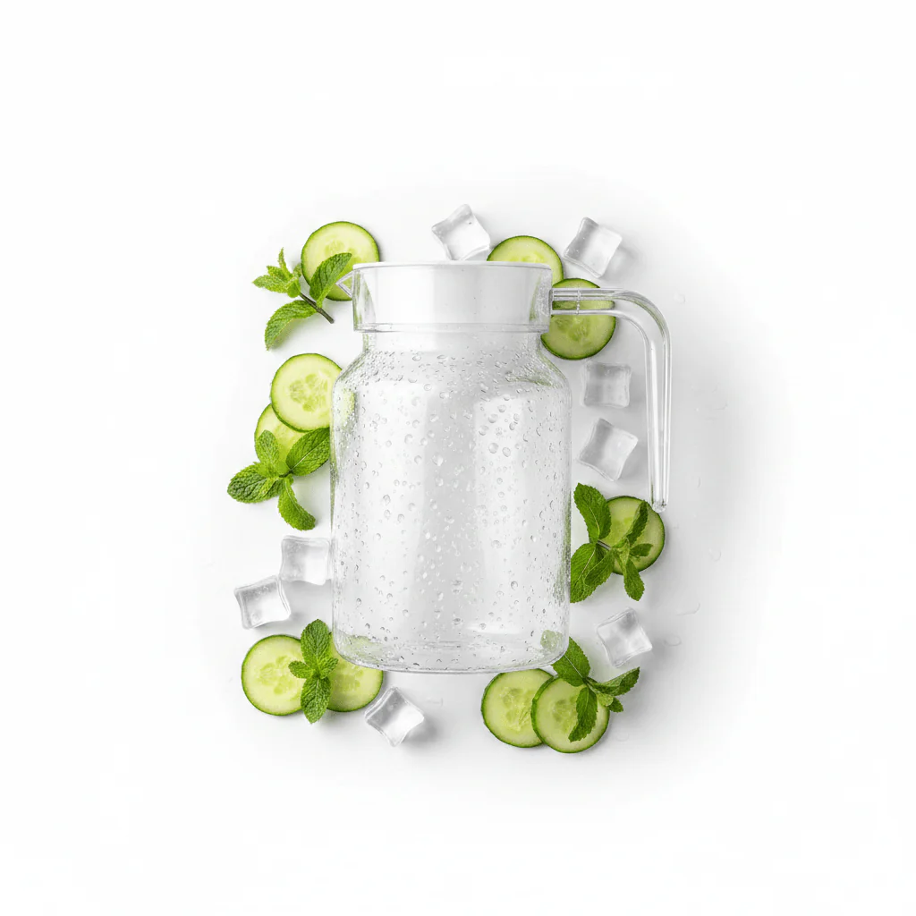 Acrylic Water Jug with White Lid – 16cm | Crystal Clear | BPA-Free - Image 3