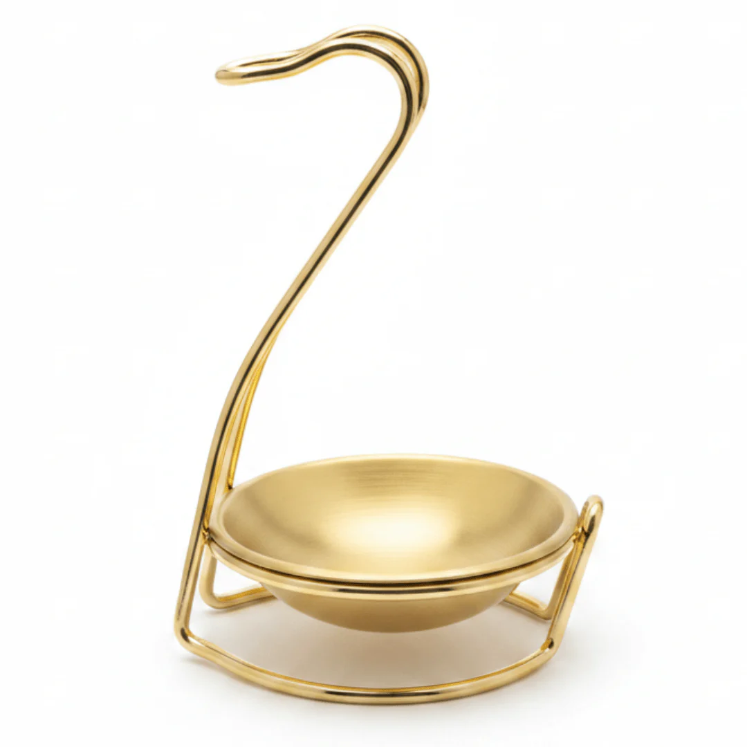 AFCO Decorative Golden Metal Swan Soup Spoon Stand Holder – Elegant Kitchen Accessory – 18 × 10 cm