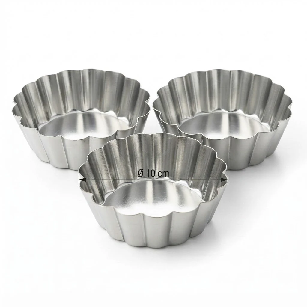 AFCO Mini Cake Mould – Set of 3 – 10cm Fluted Tart Tins - Image 2