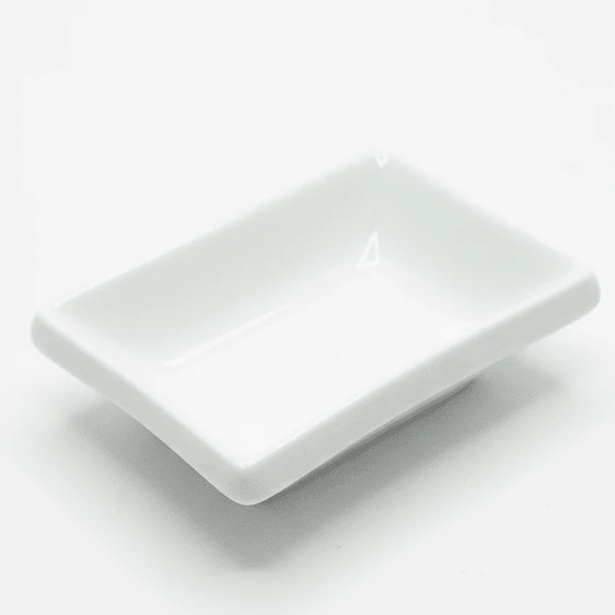 Afco Rectangular White Ceramic Sauce Dish – 8 × 5 cm Small Dipping Bowl for Sauces, Condiments & Appetizers