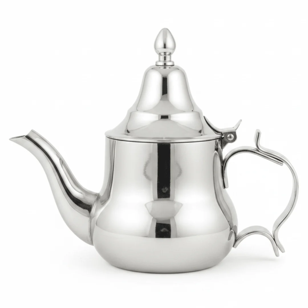 Afco Silver Stainless Steel Arabic Teapot – Traditional Moroccan Design | Mirror Polished Finish | Premium Hospitality Serveware for Tea & Coffee
