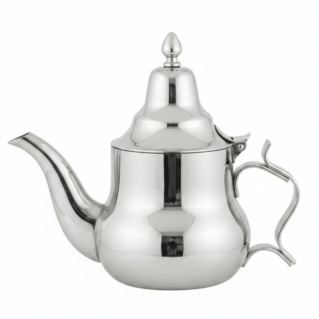 Afco Silver Stainless Steel Arabic Teapot – Traditional Moroccan Design | Mirror Polished Finish | Premium Hospitality Serveware for Tea & Coffee - Image 5