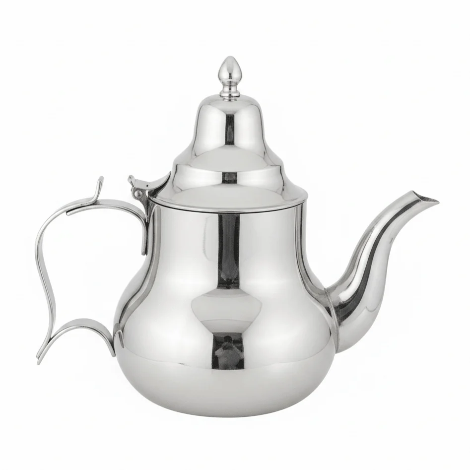 Afco Silver Stainless Steel Arabic Teapot – Traditional Moroccan Design | Mirror Polished Finish | Premium Hospitality Serveware for Tea & Coffee - Image 6