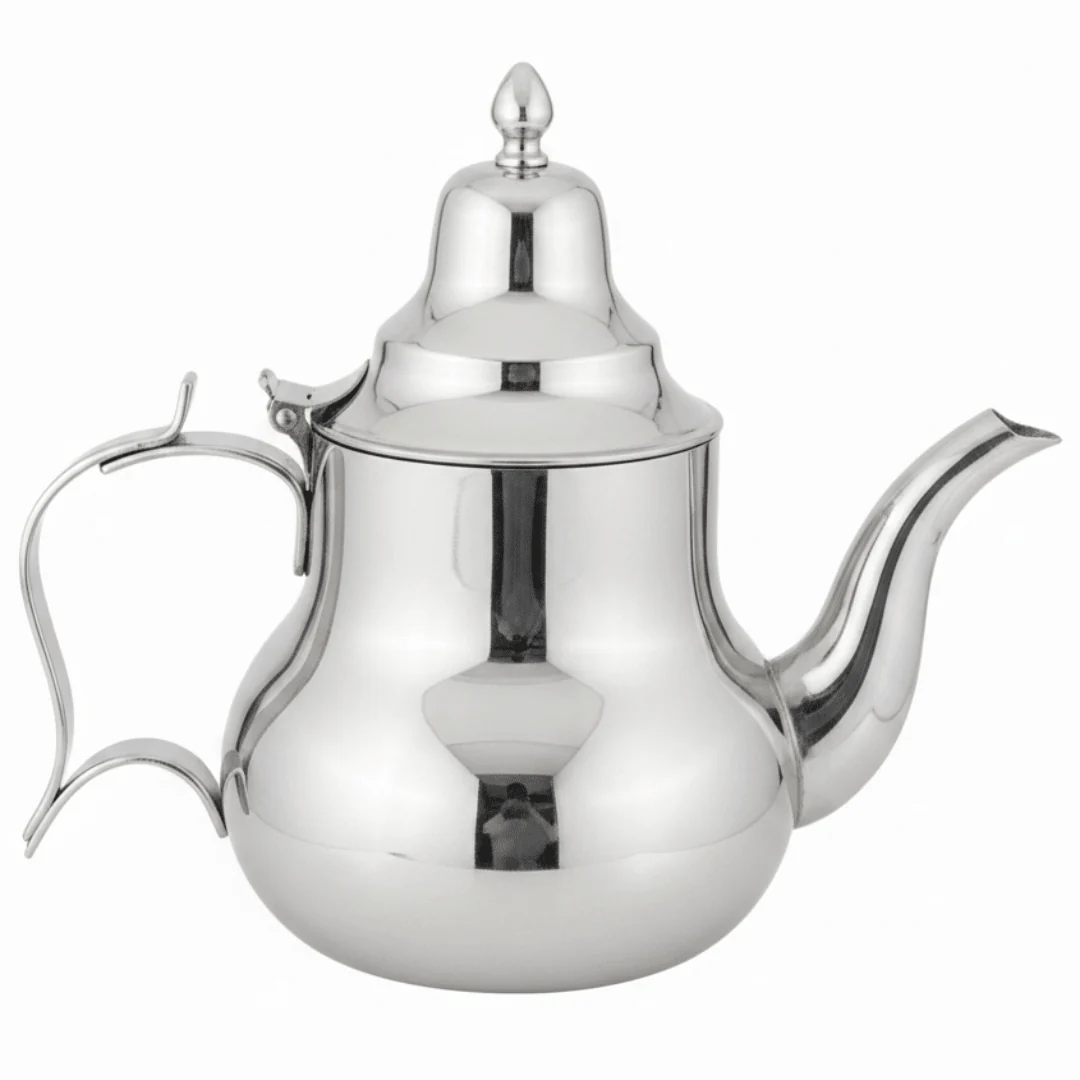 Afco Silver Stainless Steel Arabic Teapot – Traditional Moroccan Design | Mirror Polished Finish | Premium Hospitality Serveware for Tea & Coffee - Image 8