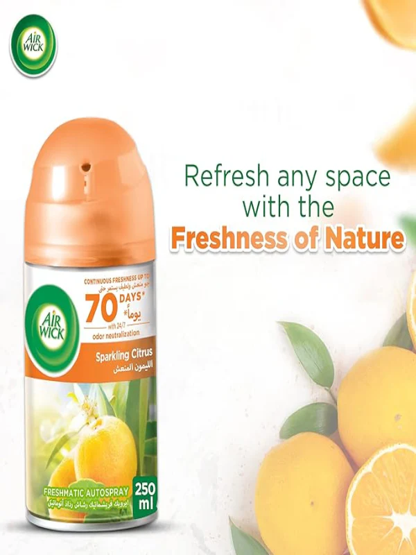 Air Wick Freshener Freshmatic Auto Spray Sparkling Citrus Gadget and Refill, Eliminates Bad Odour like Cat Litter Smell, 250 ml - Image 3