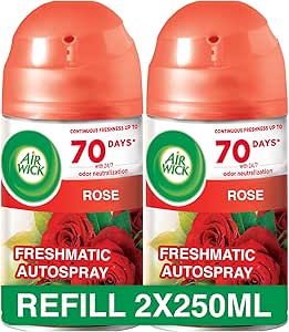 Air Wick Freshmatic Autospray Refill, Rose Fragrance, Eliminates Bad Odour Smell, 250 ml (Pack of 2)