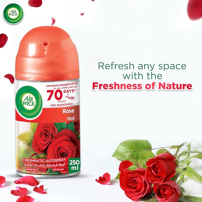 Air Wick Freshmatic Autospray Refill, Rose Fragrance, Eliminates Bad Odour Smell, 250 ml (Pack of 2) - Image 4