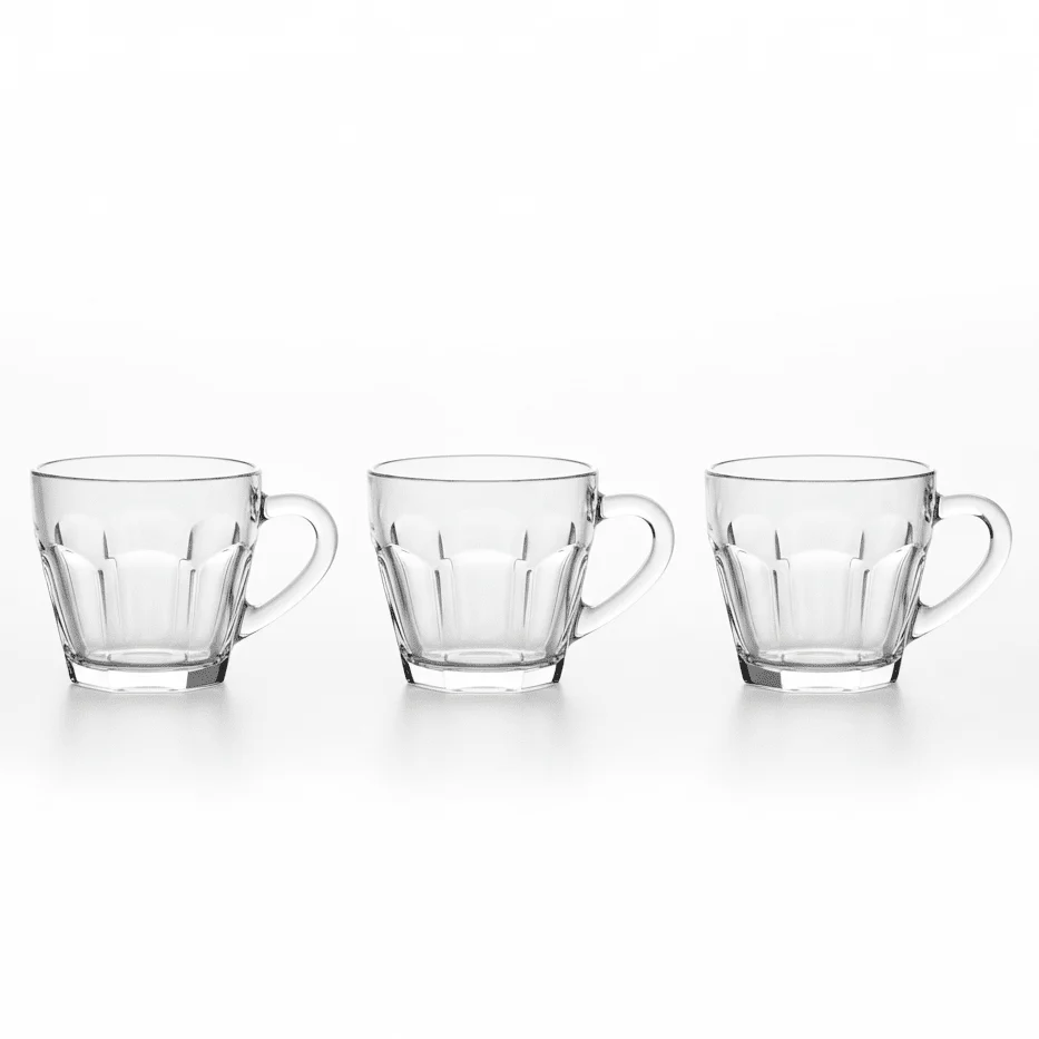 AKDC 200ml Compact Glass Tea Mugs for Espresso, Tea & Small Servings – Set of 3