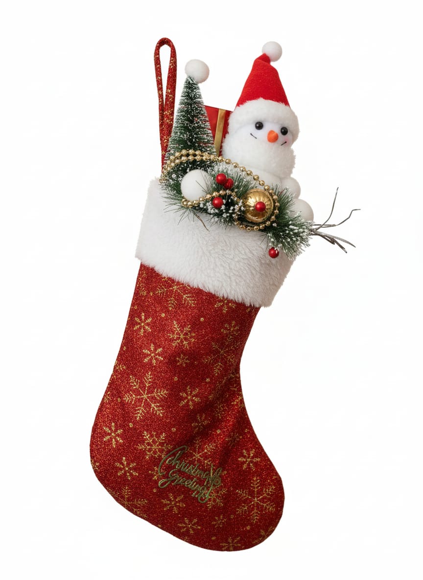 AKDC 18cm Hanging Sock with Snowman – Cute Festive Wall & Door Decoration for Christmas Home Décor - Image 2