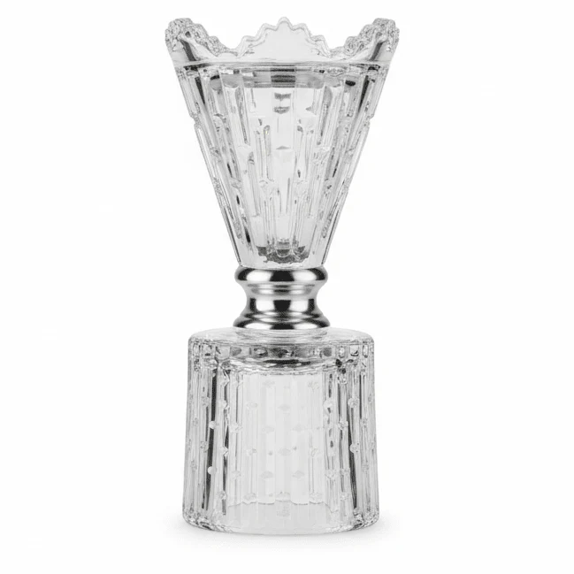 AKDC 18cm Premium Glass Incense Burner with Stylish Silver Shade for Relaxation, Meditation, and Home Decoration