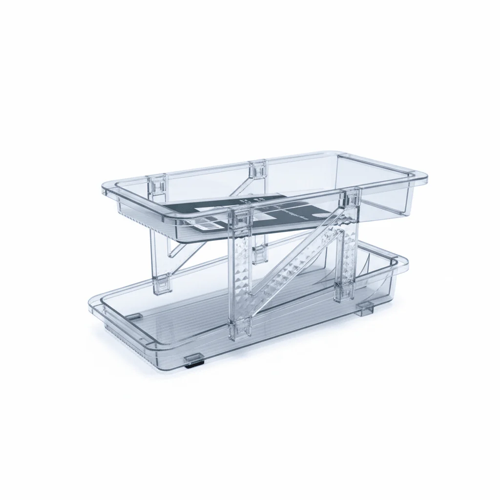 AKDC 2-Tier Plastic Storage Tray – 33×14cm (Transparent)