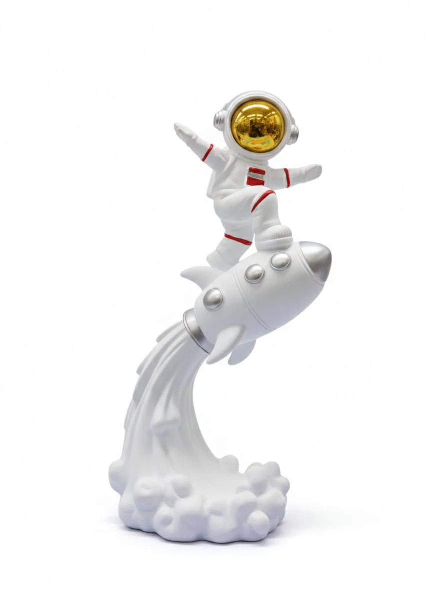 AKDC 28cm Elegant Ceramic Astronaut Figurine in Classic White Finish | Contemporary Space Décor for Home or Office - Image 2