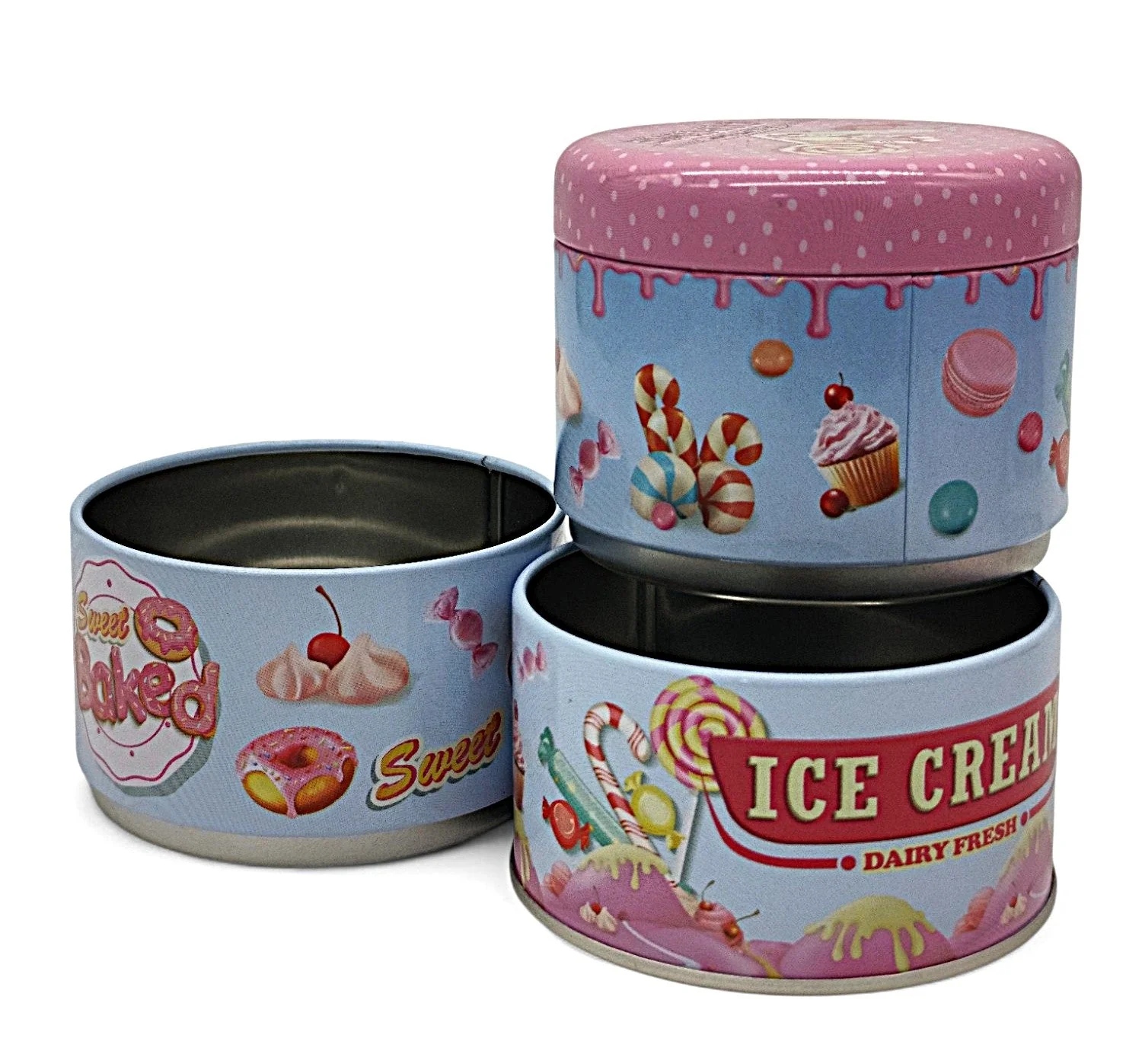 AKDC 3-Piece Candy Box Set – 15×8 cm, Blue with Pink Accent - Image 2