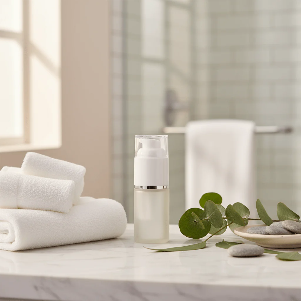 AKDC 30ml glass lotion bottle with white cap compact refillable cosmetic container skincare use - Image 2