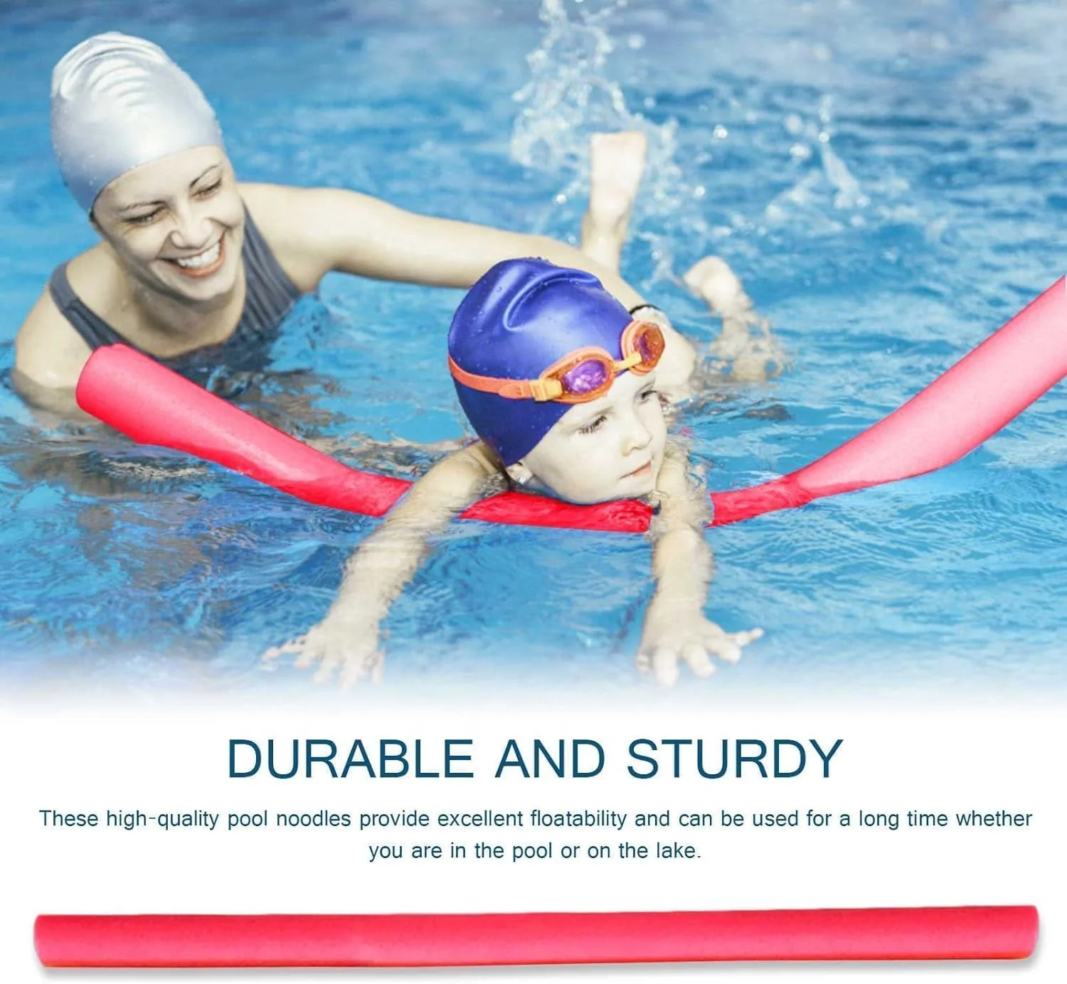 AKDC 3pcs Swimming Noodles Floating Swimmings Pool Noodle Swim Kickboard Water Float Aid Woggle Noodles Hollow Learn Swimming Foam Diy Toys Over Random Assorted Colors-64InchX2.5Inch - Image 3