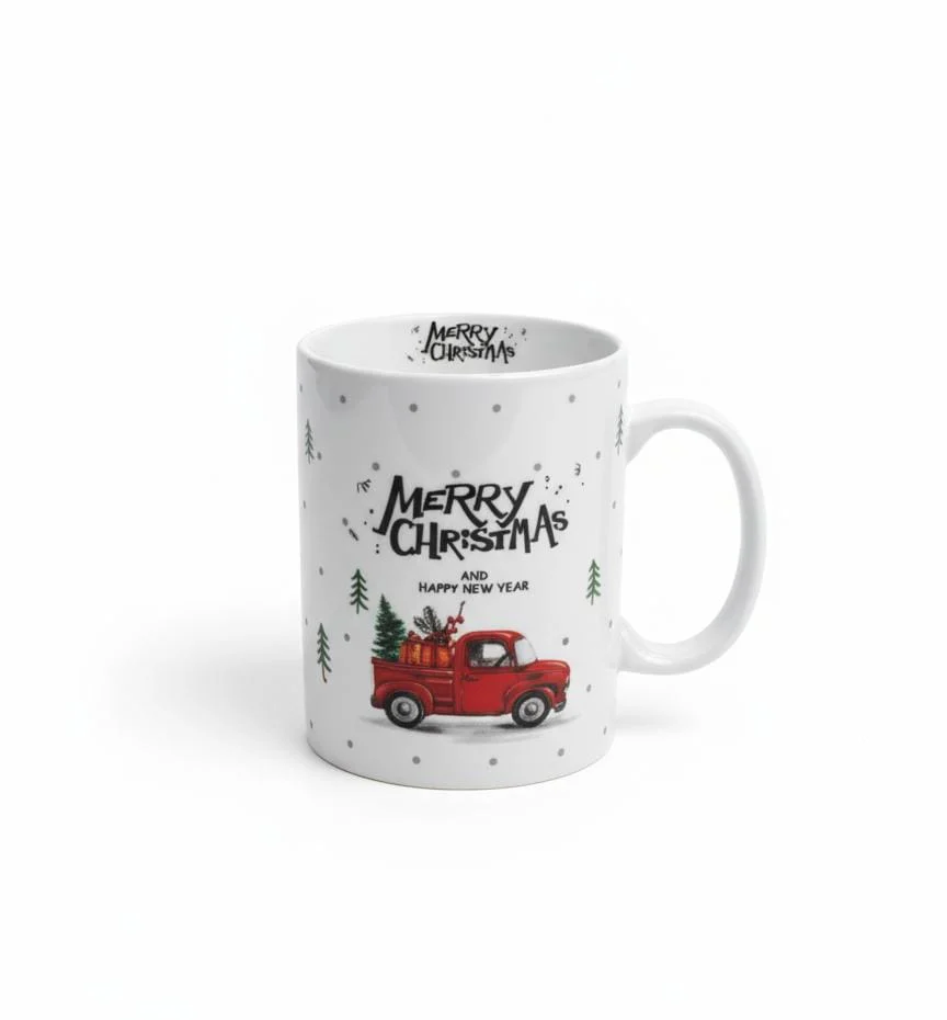 AKDC 400ml Ceramic Mug with Gift Car & Merry Christmas Design – White Holiday Cup for Festive Hot Drinks - Image 2