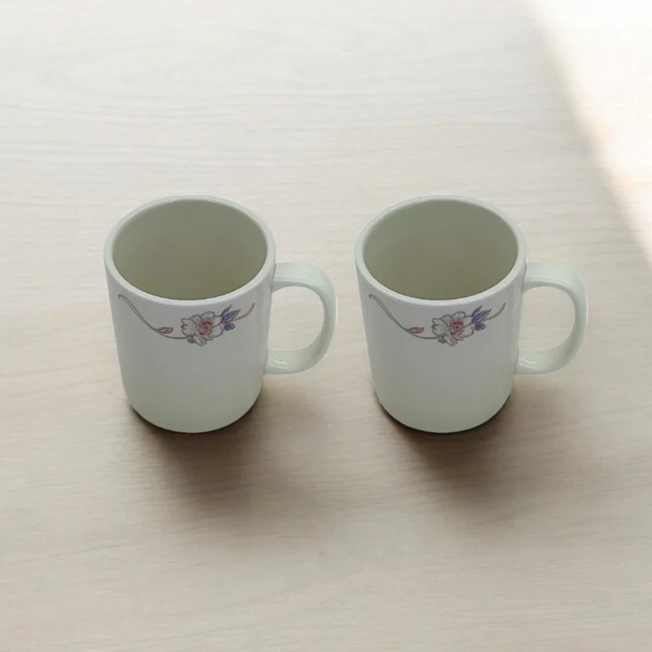 AKDC 400ML Mug Ceramic Flower White Tea Coffee Mug (Pack Of 2) - Image 2