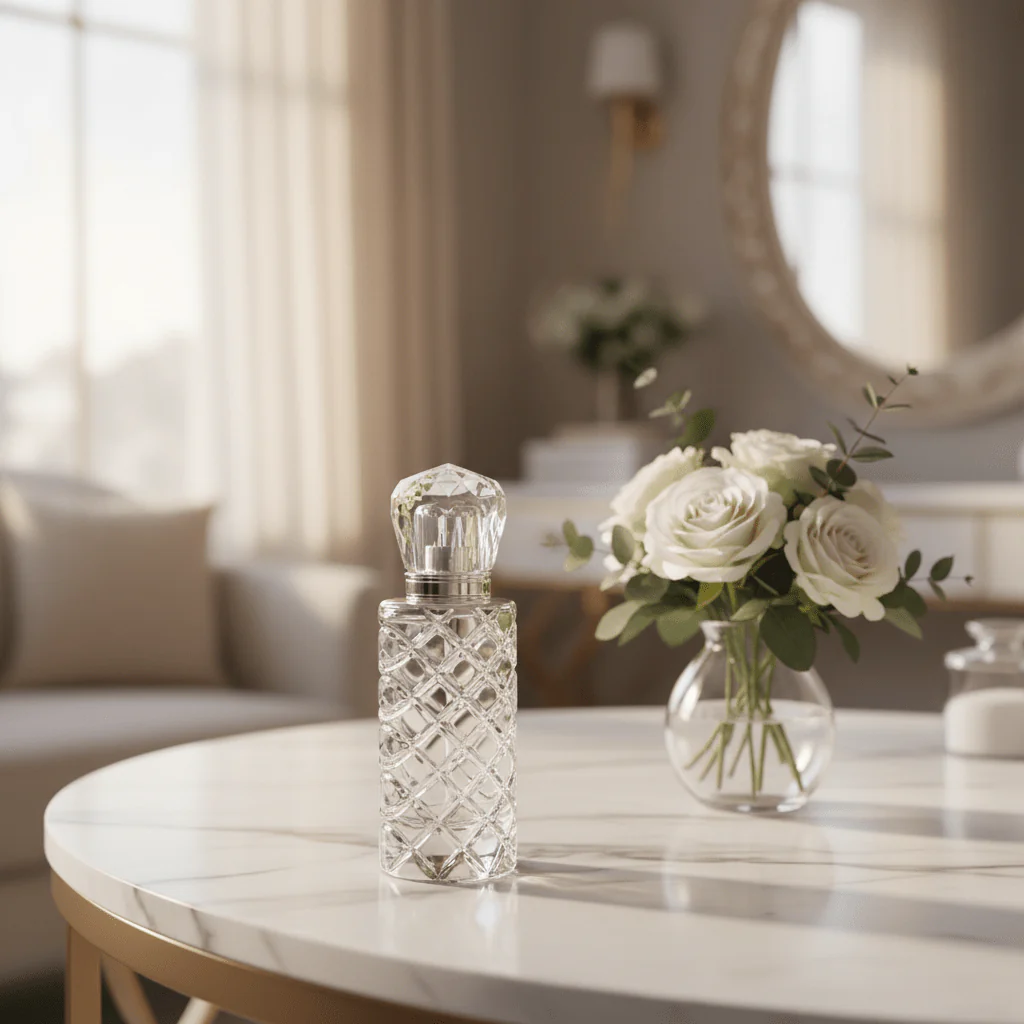 AKDC 50ml glass perfume bottle with silver finish premium refillable fragrance container modern luxury design - Image 2