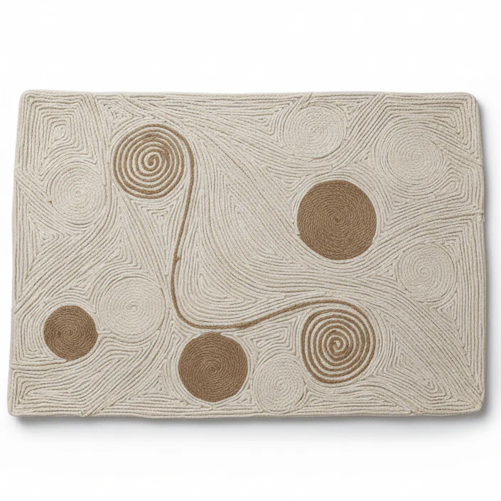 AKDC 60 x 40 cm Rectangular Cushion Cover – Beige Decorative Pillow Cover with Textured Abstract Swirl Design for Sofa Couch and Bedroom