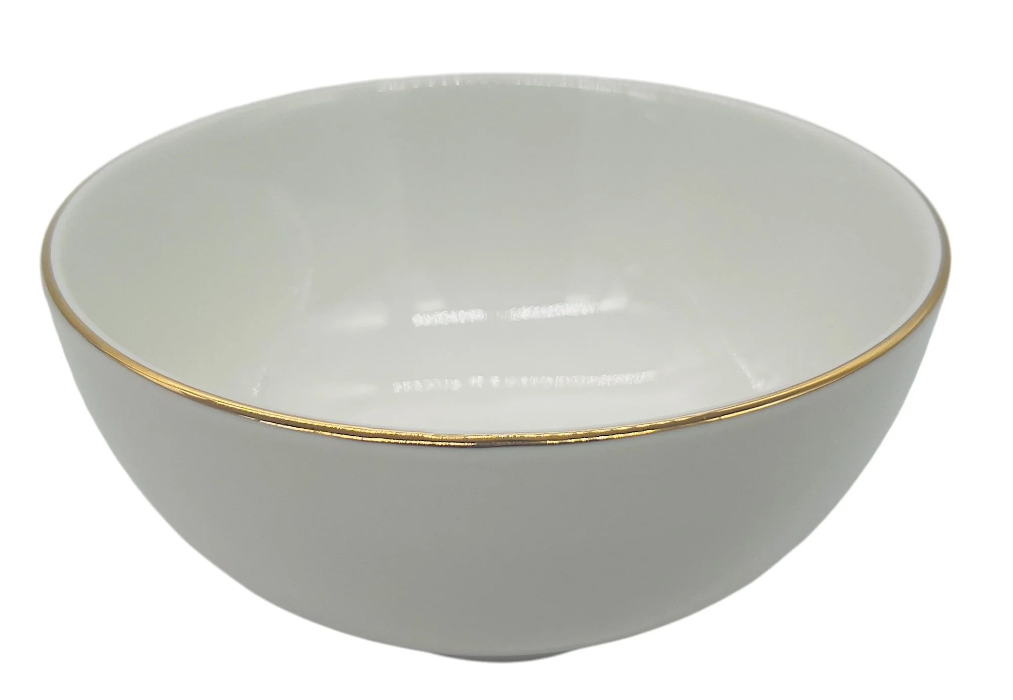 AKDC 6pc Porcelain Rice Bowl 4.5", White and Gold Rim - Image 2