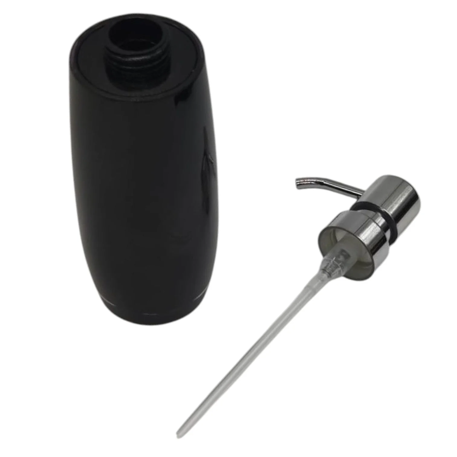 AKDC Acrylic Plastic Hand Soap Dispenserwith Easy-to-Press Pump-350ML-Black&Silver - Image 3