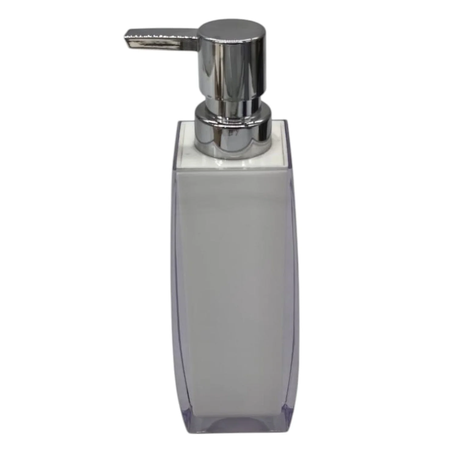 AKDC Acrylic Plastic Hand Soap Dispenser with Easy-to-Press Pump-350ML-White&Silver