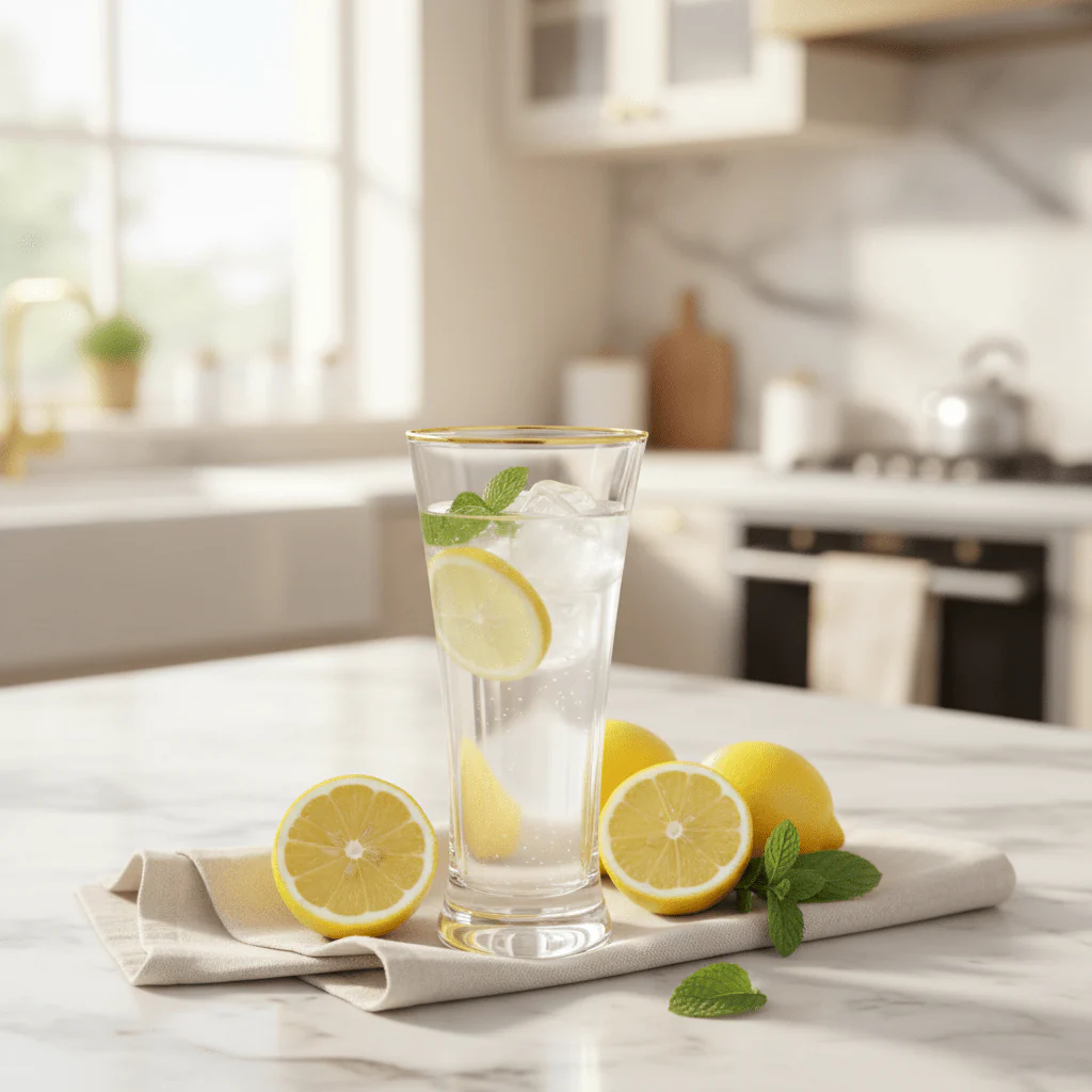 AKDC Acrylic Tumbler 300ml | Gold Rim | Faceted Crystal-Clear Design