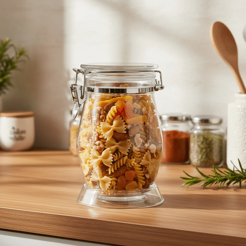 AKDC Airtight Clear Acrylic Storage Container for Kitchen Pantry Organization 18 × 10 cm - Image 2