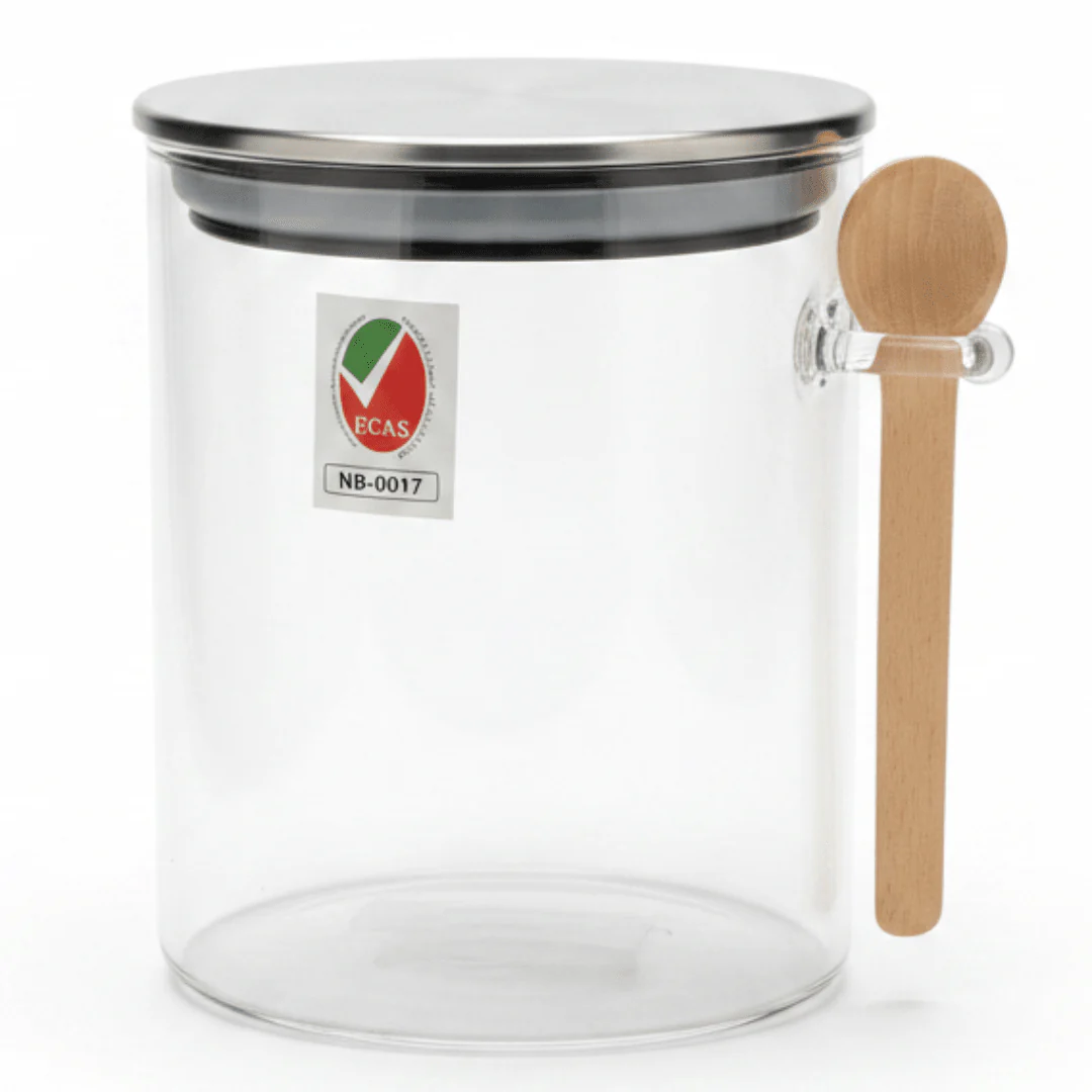 Airtight Clear Glass Storage Canister with Metal Lid – Kitchen Organization Jar (710 ml)