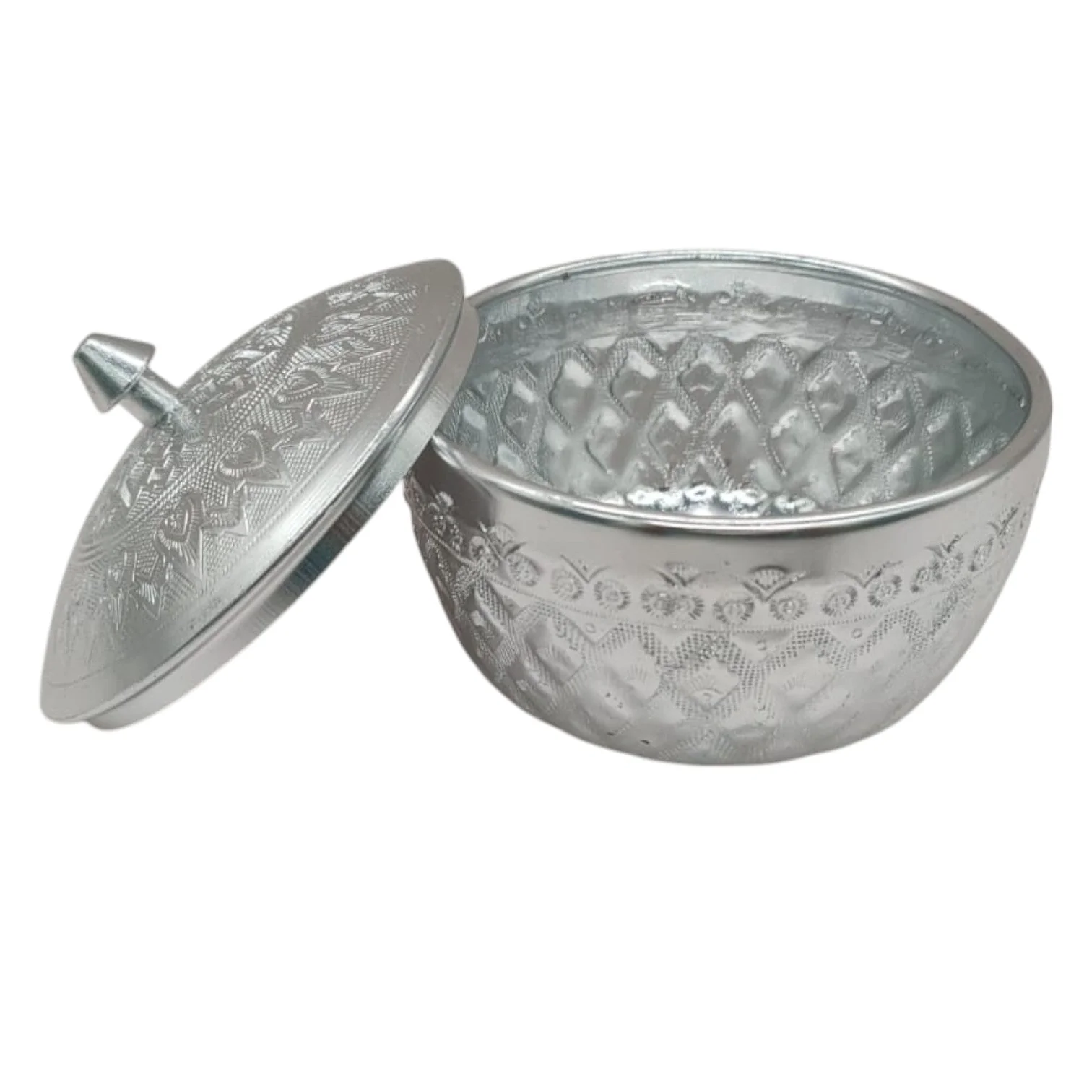AKDC Aluminium Small Sugar Bowl With Cover 200ml-10cm-Silver - Image 3