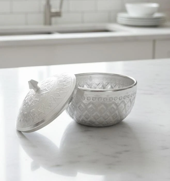 AKDC Aluminium Sugar Bowl – Classic Silver Design | 10 cm Elegant Kitchen Accessory - Image 2