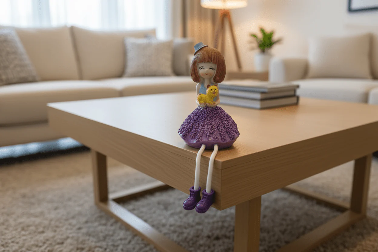 AKDC Artistic Polyresin Girl Figurine – Elegant Dual-Tone Violet & Blue Decorative Home Accent, 14 cm - Image 2