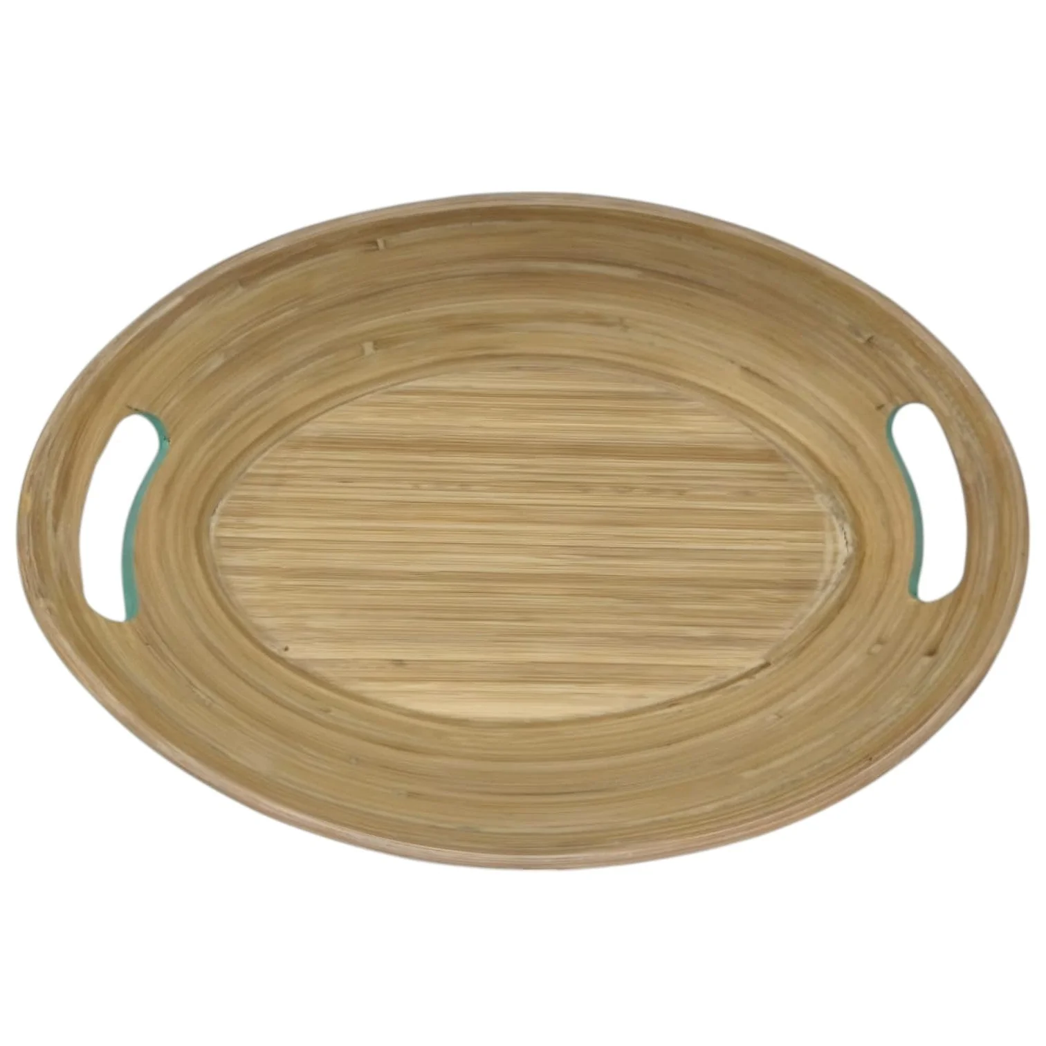 AKDC Bamboo Oval Shape Serving Tray With Handle-33cmX24cmX5cm-Green&Bamboo - Image 3