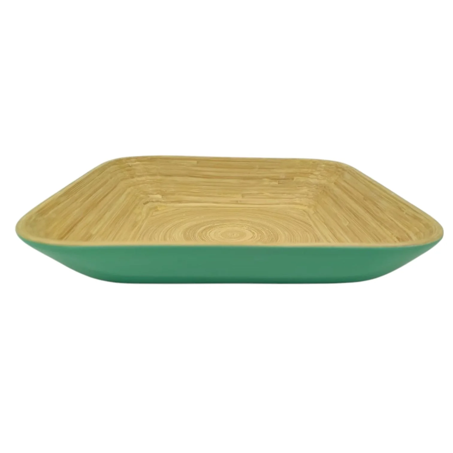 AKDC Bamboo Square Shape Serving Tray-30cmX30cmX6cm-Green&Bamboo