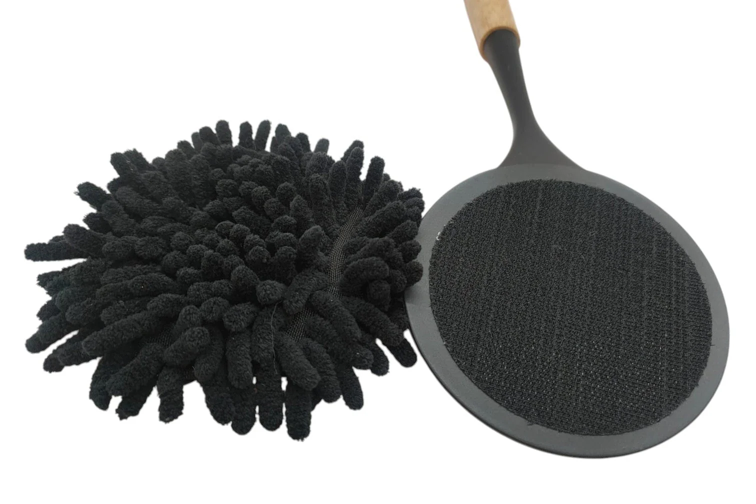AKDC Plastic Dust Cotton Cloth Brush Bomboo Handle 32cm-Black - Image 3