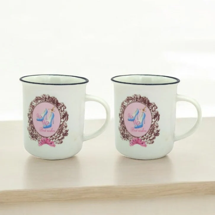 AKDC Ceramic 400ML Mug Tea Coffee Mug White&black Best Wishes Gift (Pack Of 2)